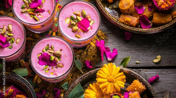 Obraz Refreshing Indian Summer Dessert Scene with Raksha Bandhan Sweets and Snacks
