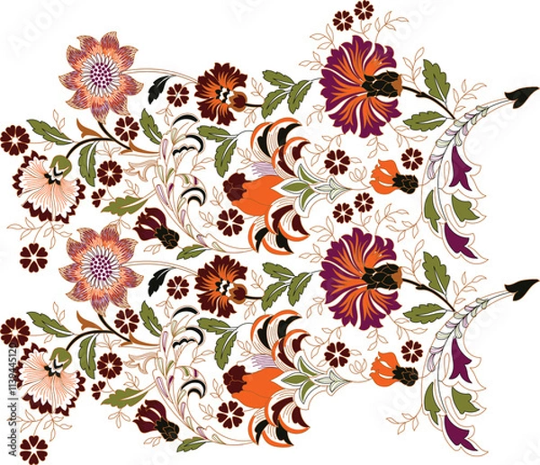 Obraz A vibrant tapestry of blooms, meticulously embroidered, showcasing intricate detail and rich color palettes-2