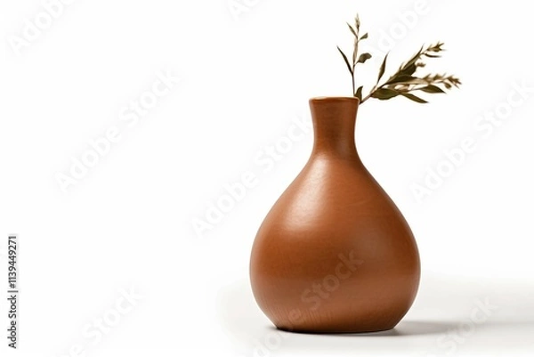 Obraz Brown Vase , Isolated white background, flat lay