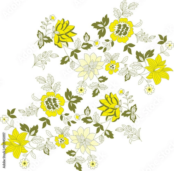 Obraz A study in subtle beauty, where delicate floral motifs intertwine with rhythmic lines-2