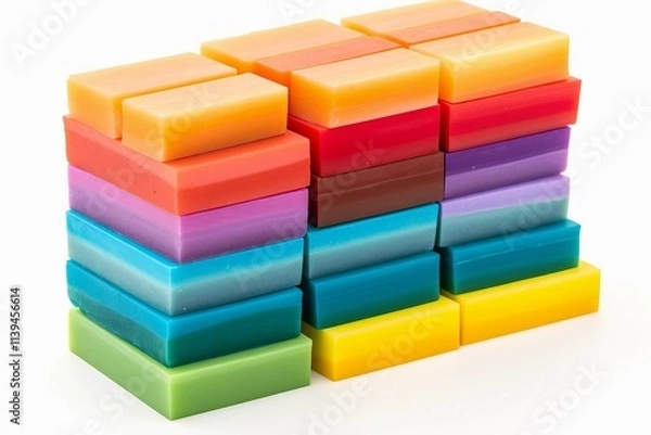 Obraz Rainbow Soap, Isolated white background, flat lay