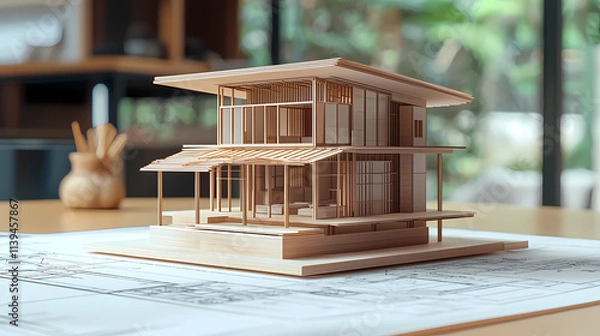 Fototapeta Small-scale 3D house prototype