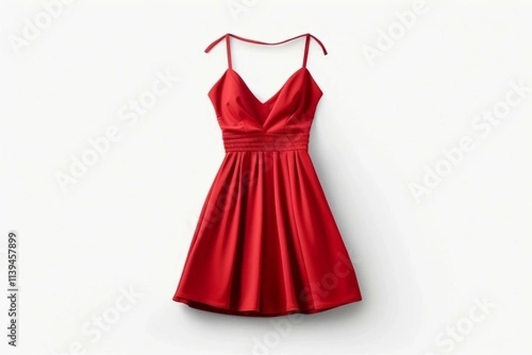 Obraz Little Red Dress , Isolated white background, flat lay