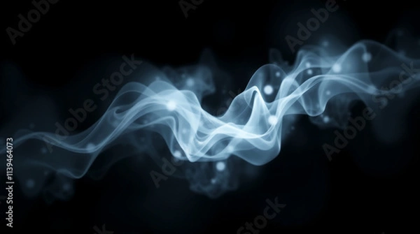 Fototapeta Mystical Dance of Fog and Light with Blurred Bokeh on a Black Background