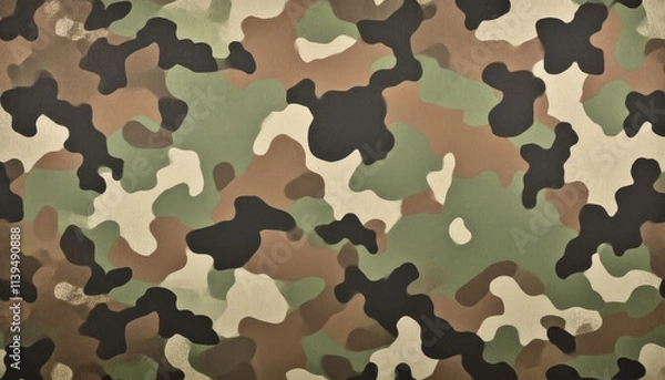 Fototapeta PNG ULTRA HD 8K Moro Camo Pattern – Seamless Military-Style Camouflage Design in Earth Tones with Organic Shapes, Perfect for Backgrounds and Textures