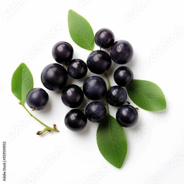 Obraz acai , Isolated white background, flat lay