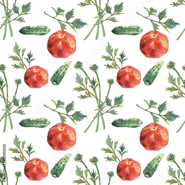 Obraz vegetables, watercolor, Pattern, postcard