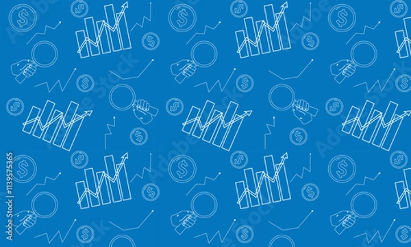 Fototapeta financial growth seamless pattern with outline icons. minimalistic financial pattern