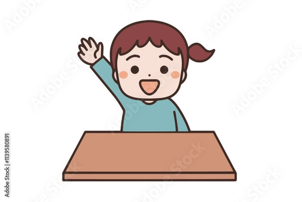 Obraz 手を挙げる女の子