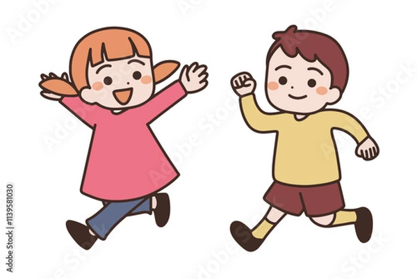 Obraz 走る男の子と女の子