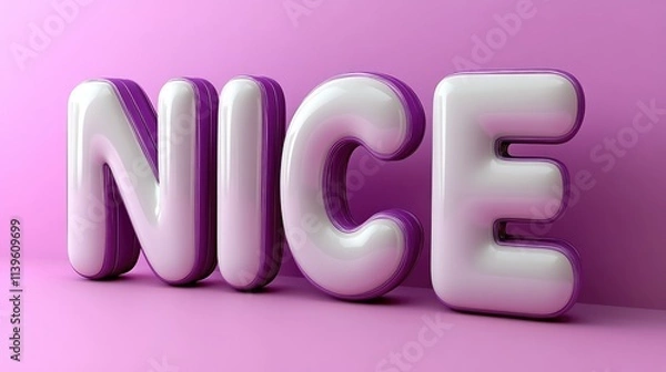 Fototapeta 'NICE' 3D text on pink background.