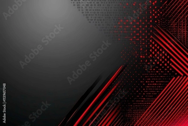 Obraz Dynamic technology-inspired abstract background with sharp red, black, and silver lines, creating a sleek and futuristic digital design.