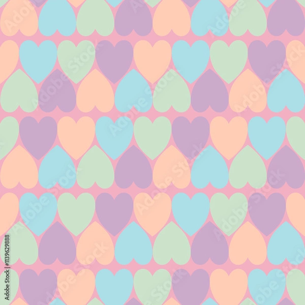 Obraz Valentine Seamless Patterns with Pastel Heart