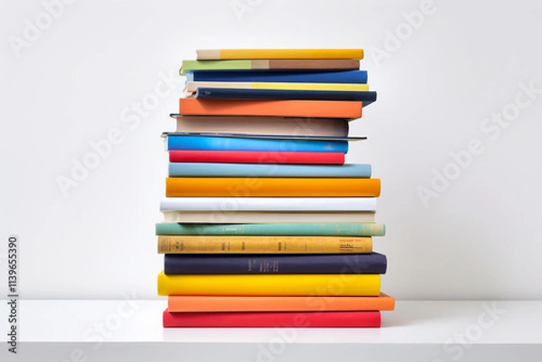 Fototapeta Stack of colorful books on white background