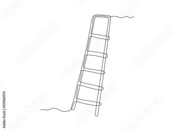 Obraz Abstract ladder,stepladder, continuous single line art drawing sketch, logo