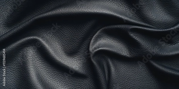 Fototapeta Elegant black saddle leather texture showcasing fine grain and soft finish for design and craft projects