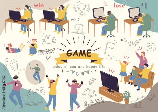 Fototapeta ゲームを楽しむ人達