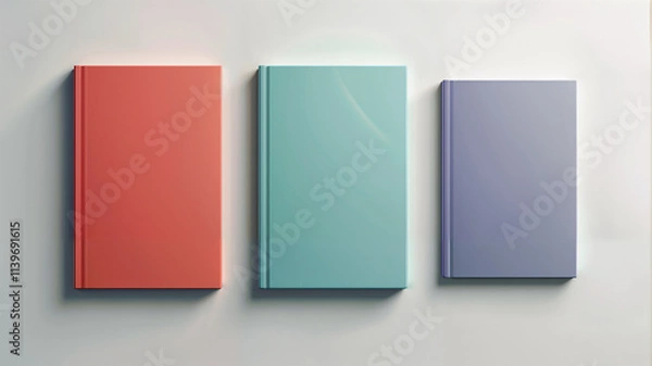 Fototapeta Three books. 3d rendering, mock up