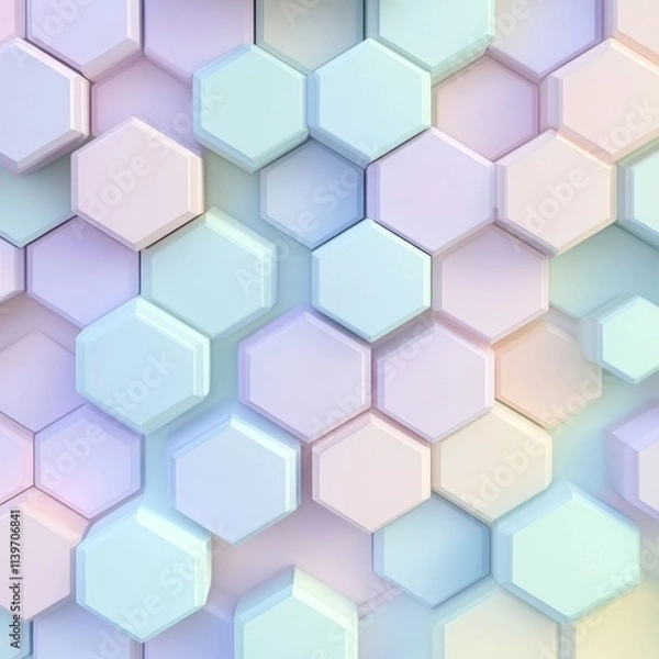 Fototapeta 3D abstract pastel-colored hexagon pattern