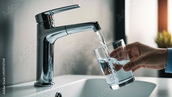 Obraz water flowing from a faucet