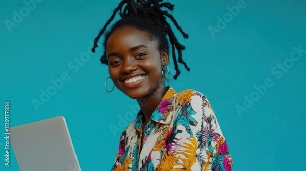 Obraz The Woman with Laptop Smile