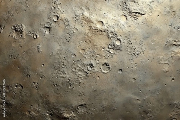 Fototapeta Close up view of a cratered celestial body surface.