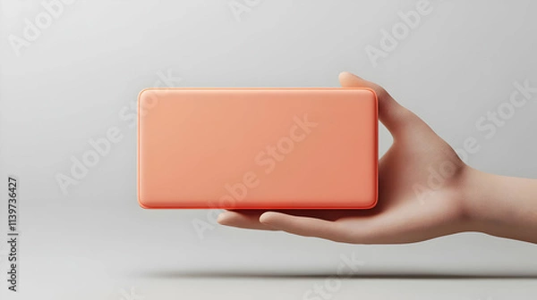 Fototapeta 3D Render Coral Rectangle in Hand