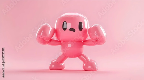 Fototapeta Pink Inflatable Boxer 3D Render