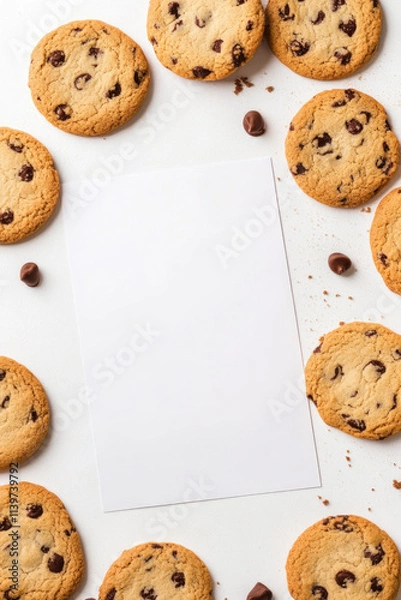 Fototapeta A white blank cookie flyer vertical background for greeting invitation