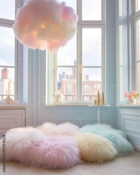 Obraz Pastel colored living room with sofa