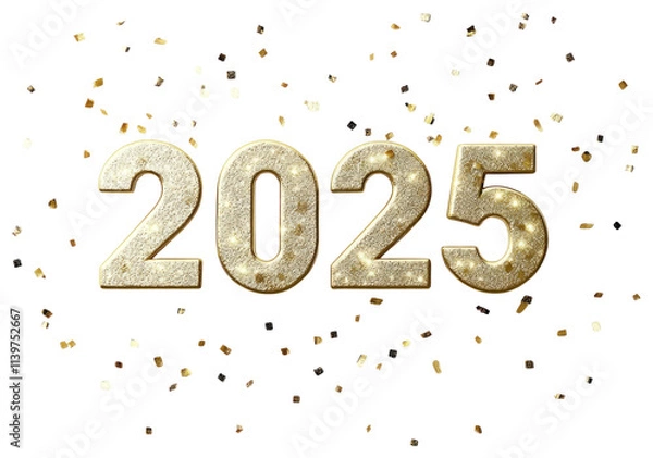 Fototapeta PNG New year 2025 background confetti numbers.