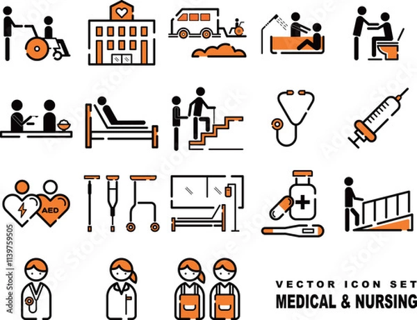 Obraz 介護と医療のベクターアイコンセット