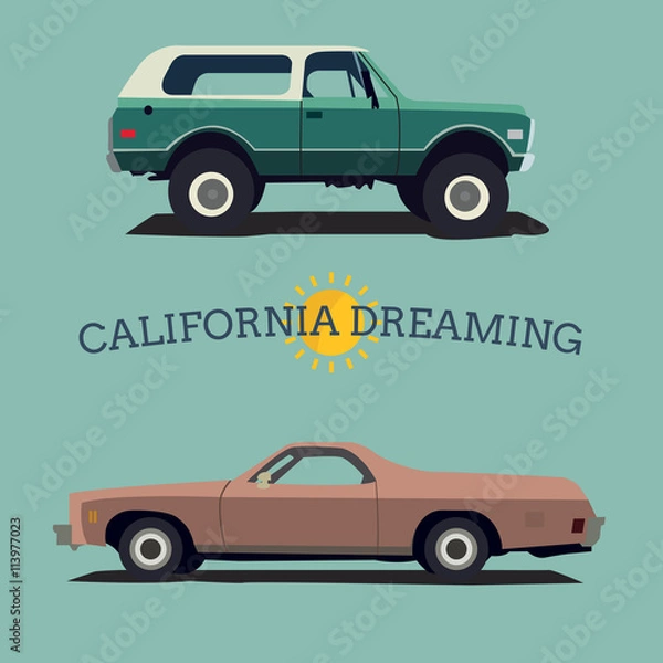 Obraz Muscle car. Flat styled. Vector illustration.