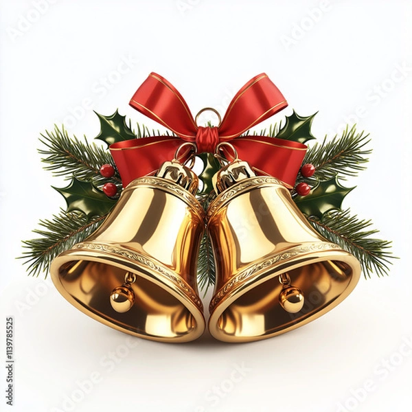 Obraz 아름다운 골드 크리스마스 장식 종 데코 가족과 함께하는 성탄절