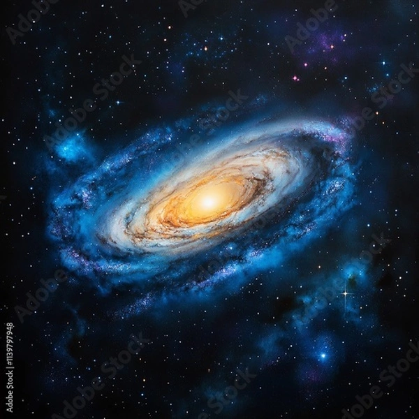 Fototapeta Cosmic galaxy with shimmering stars and colorful nebulae patterns