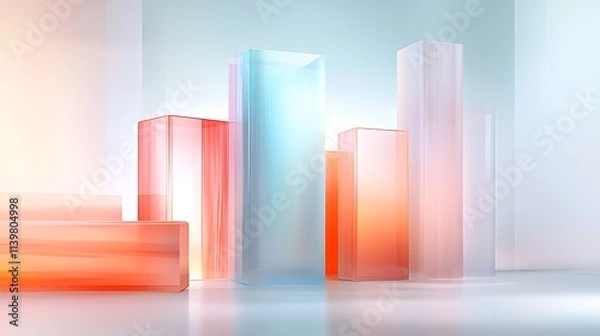 Fototapeta Modern studio photography of abstract glass structures embracing minimalist design aesthetic
