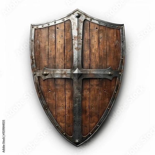 Fototapeta medieval shield on a white background