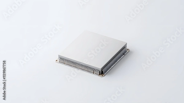 Fototapeta A close-up of a microchip with intricate circuitry details, showcasing advanced technology and precision engineering, symbolizing the heart of modern electronics and innovation.

