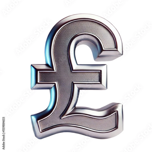 Obraz Shiny Pound Sterling (£) Transparent PNG – Popular Currency Symbol for Digital Resources