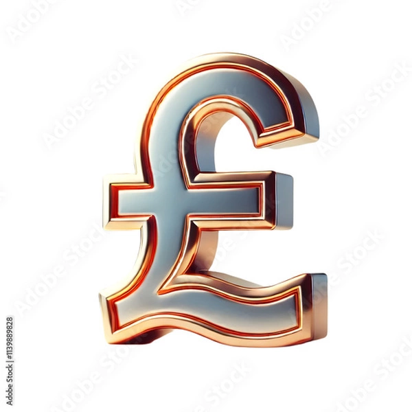 Obraz 3D Glossy Pound Sign (£) PNG – Premium Currency Symbol for Financial Graphics