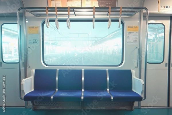 Obraz Empty seats on a brightly lit train