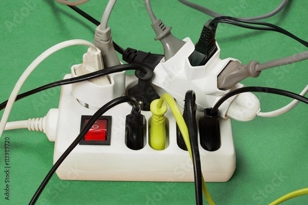 Fototapeta Overloaded extension cord