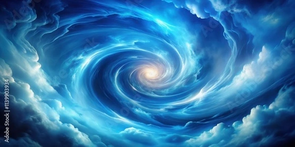 Obraz Blue swirling clouds creating a vortex energy background, blue, swirling, clouds, vortex, energy, background, abstract