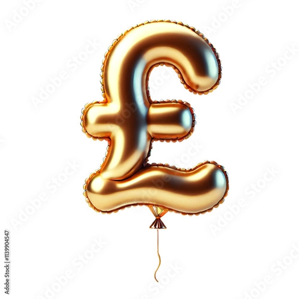 Obraz Shiny 3D Balloon Pound Sign (£) Transparent PNG – Glossy Currency Symbol for Editing Resources