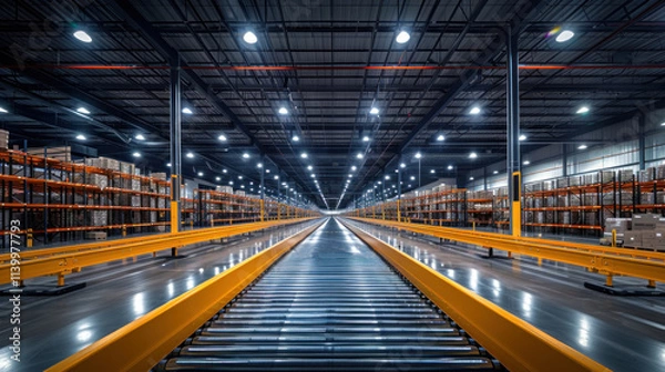 Fototapeta Programing conveyor systems in distribution center.