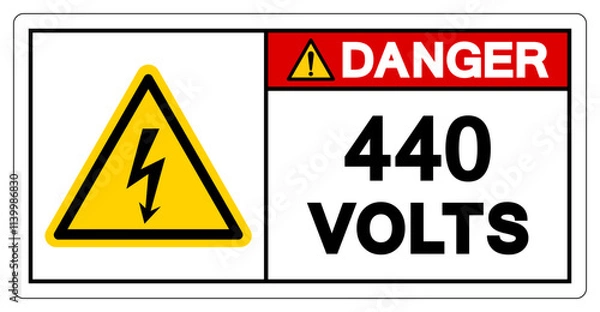 Fototapeta Danger 440 Volts Tag Symbol Sign,Vector Illustration, Isolate On White Background Label. EPS10