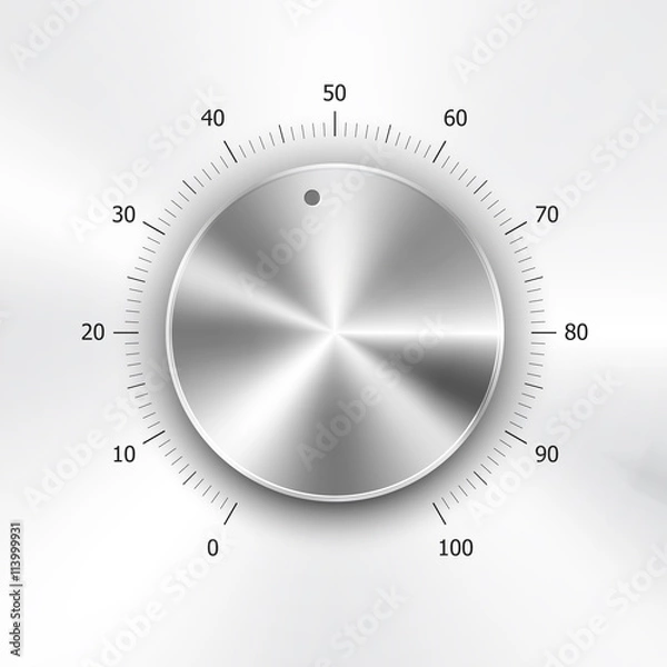 Fototapeta Volume button (music knob) with metal texture