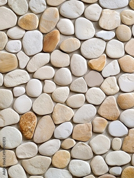 Fototapeta Natural Smooth Pebbles in Soft Earth Tones for Textured Background or Design Use