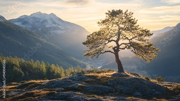 Obraz sunset over the mountains