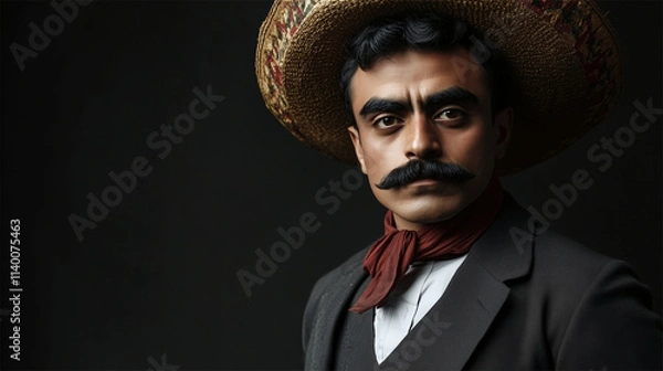 Obraz Emiliano Zapata, facial reconstruction based on a 1911 historical photograph during the height of the Mexican Revolution